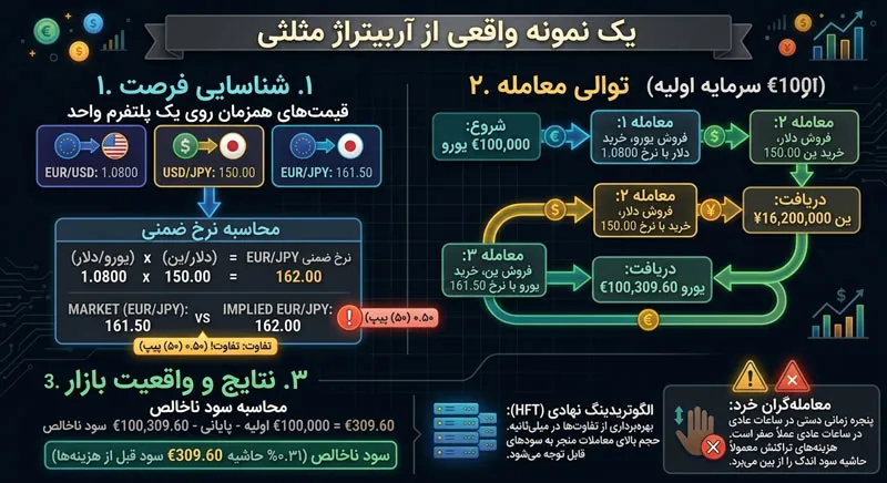 مثال واقعی از آربیتراژ مثلثی در فارکس